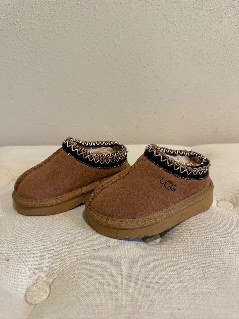 UGG Toddler Chestnut Brown Suede Slip-On Slippers 2